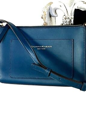 Donna Karen Karla Crossbody Bag | Blue Leather | NWT | Designer Sophisticated